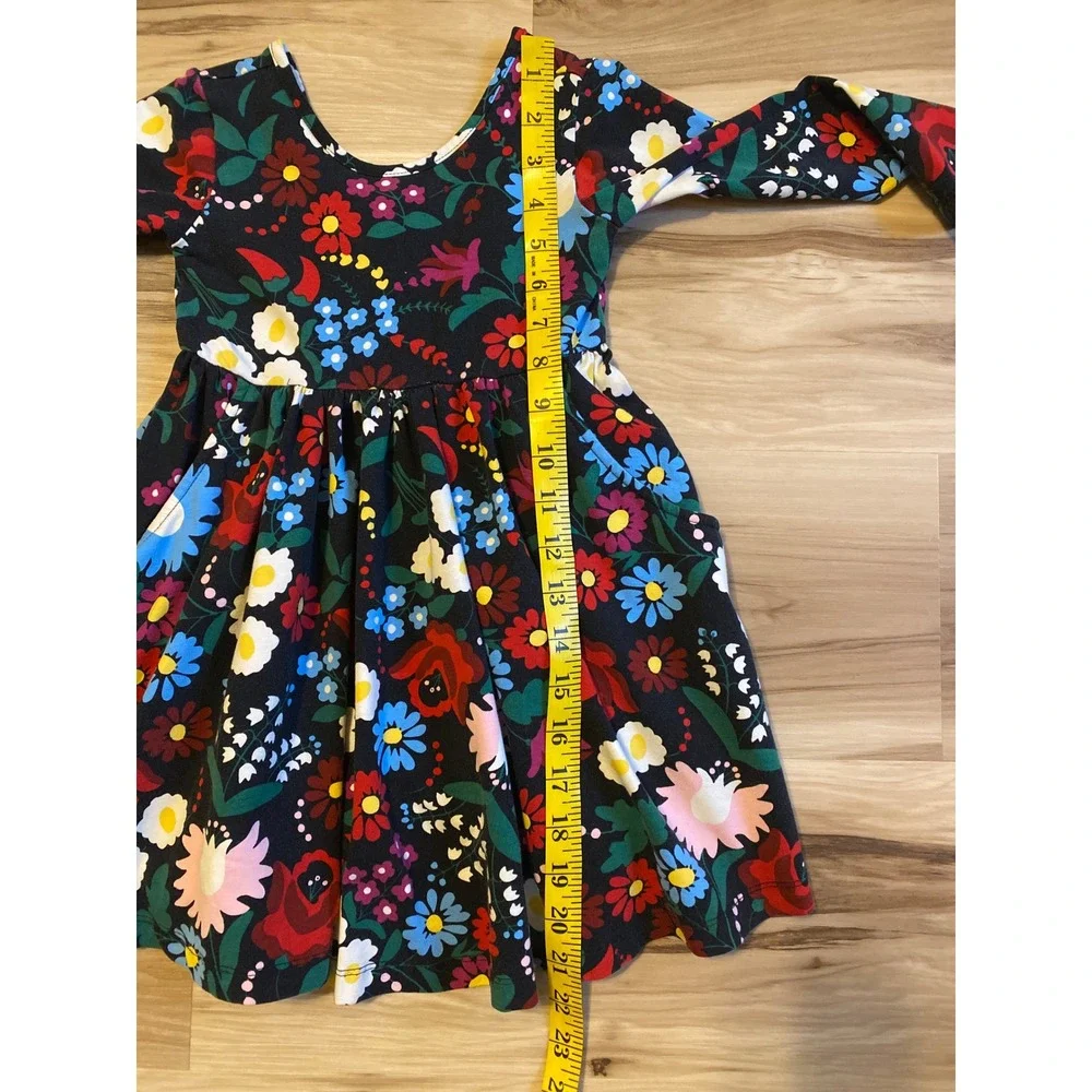 Hanna Andersson Celebration Skater Dress Girls Floral Long Sleeve 90cm US 3
